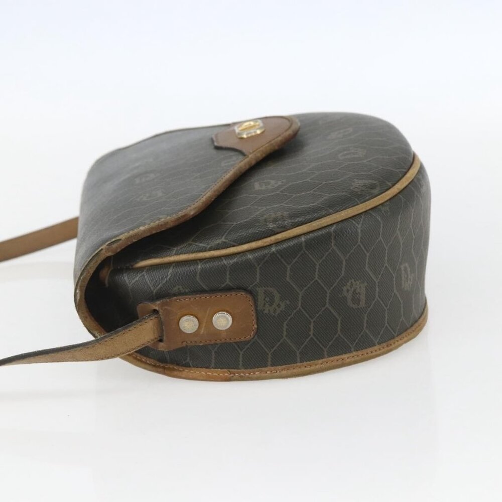 Authentic Christian Dior Honeycomb Canvas Shoulder Bag PVC Gold Khaki - Picture 10 of 16